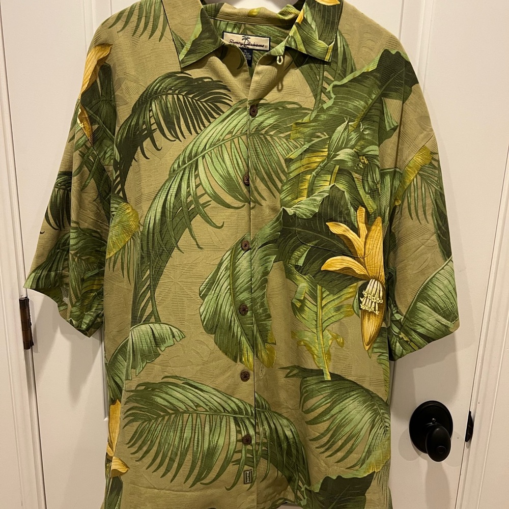 Tommy Bahama Olive and Mustard Tropical Shirt